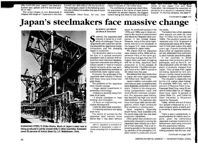 Japan's steelmakes face massive change (October 1992 · American Metal Market)