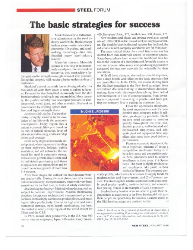 The basic strategies for success (January 1996 · New Steel Magazine)
