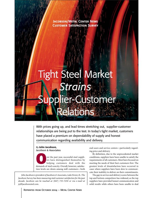 Tight Steel Market Strains Supplier-Customer Relations (October 2004 · Metal Center News)