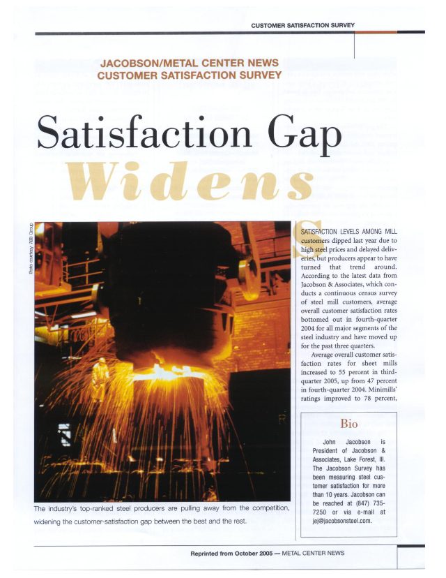 Satisfaction Gap Widens (October 2005 · Metal Center News)