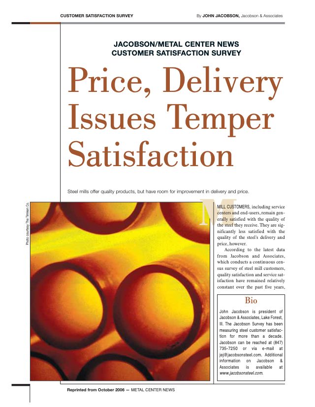 Price, Delivery Issues Temper Satisfaction (October 2006 · Metal Center News)