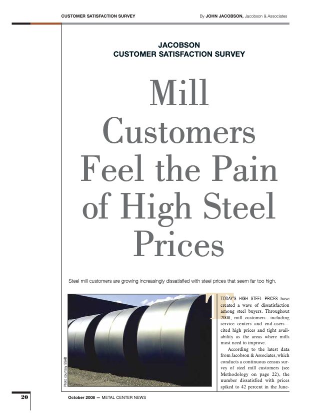 Mill Customers Feel the Pain of High Steel Prices (October 2008 · Metal Center News)