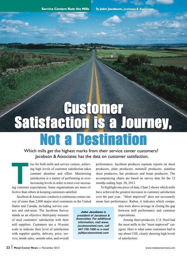 Customer Satisfaction is a Journey, Not a Destination (November 2013 · Metal Center News)