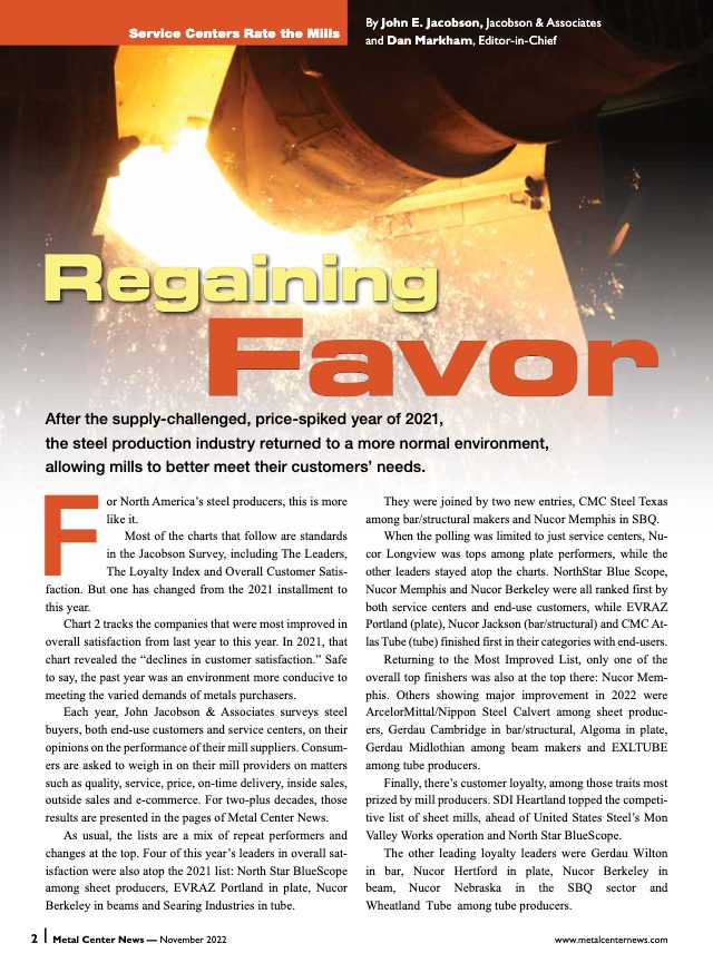 Regaining Favor (November 2022 · Metal Center News)