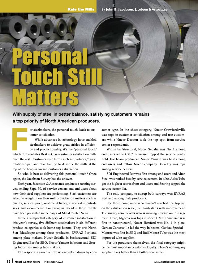 Personal Touch Still Matters (November 2023 · Metal Center News)